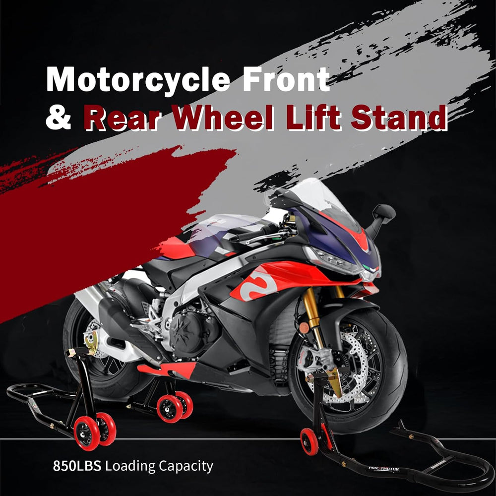 Motorcycle Stands Front Rear, 850lbs Front and Rear Combo Stand Lift with 4 T...
