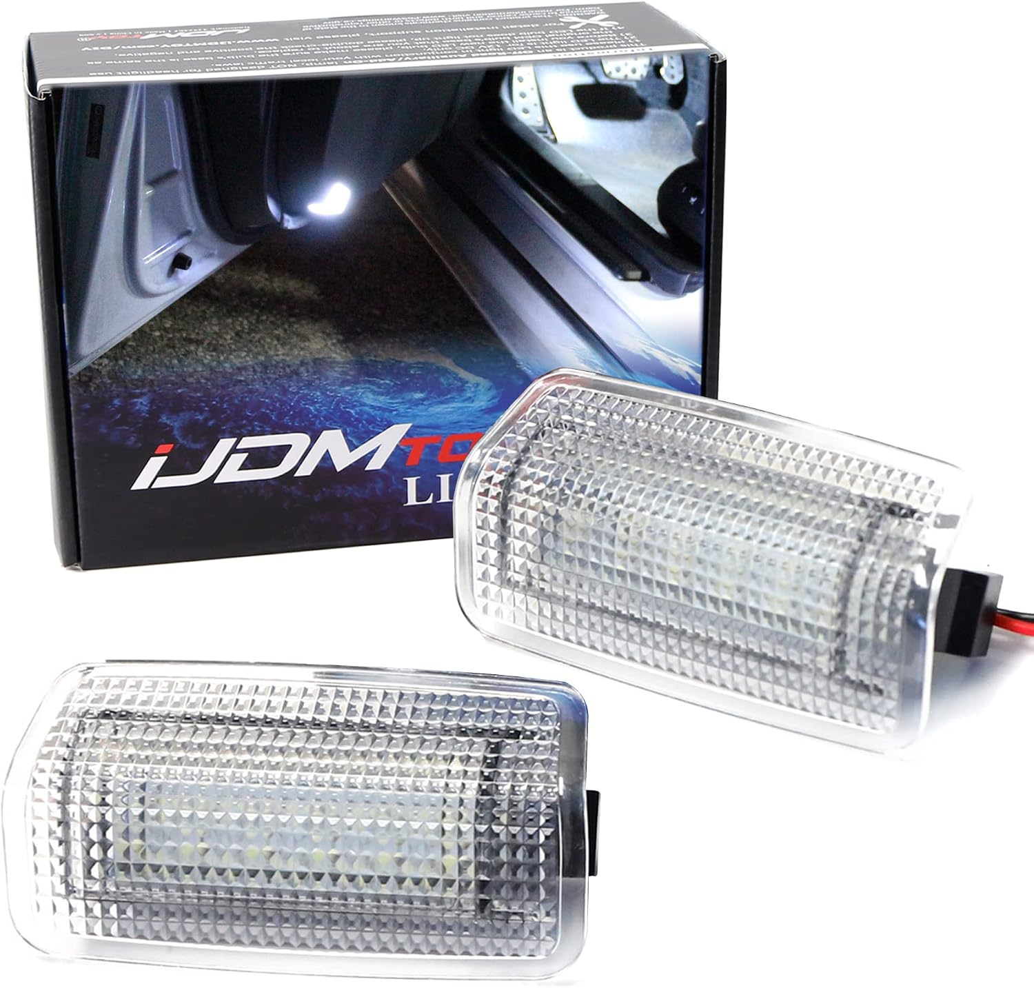 iJDMTOY Full LED Side Door Courtesy Light Assy Compatible With Lexus IS ES GS LS RX GX LX; Compatible With Toyota Avalon Sienna Venza Camry Prius 4Runner, Powered by 18-SMD Xenon White LED