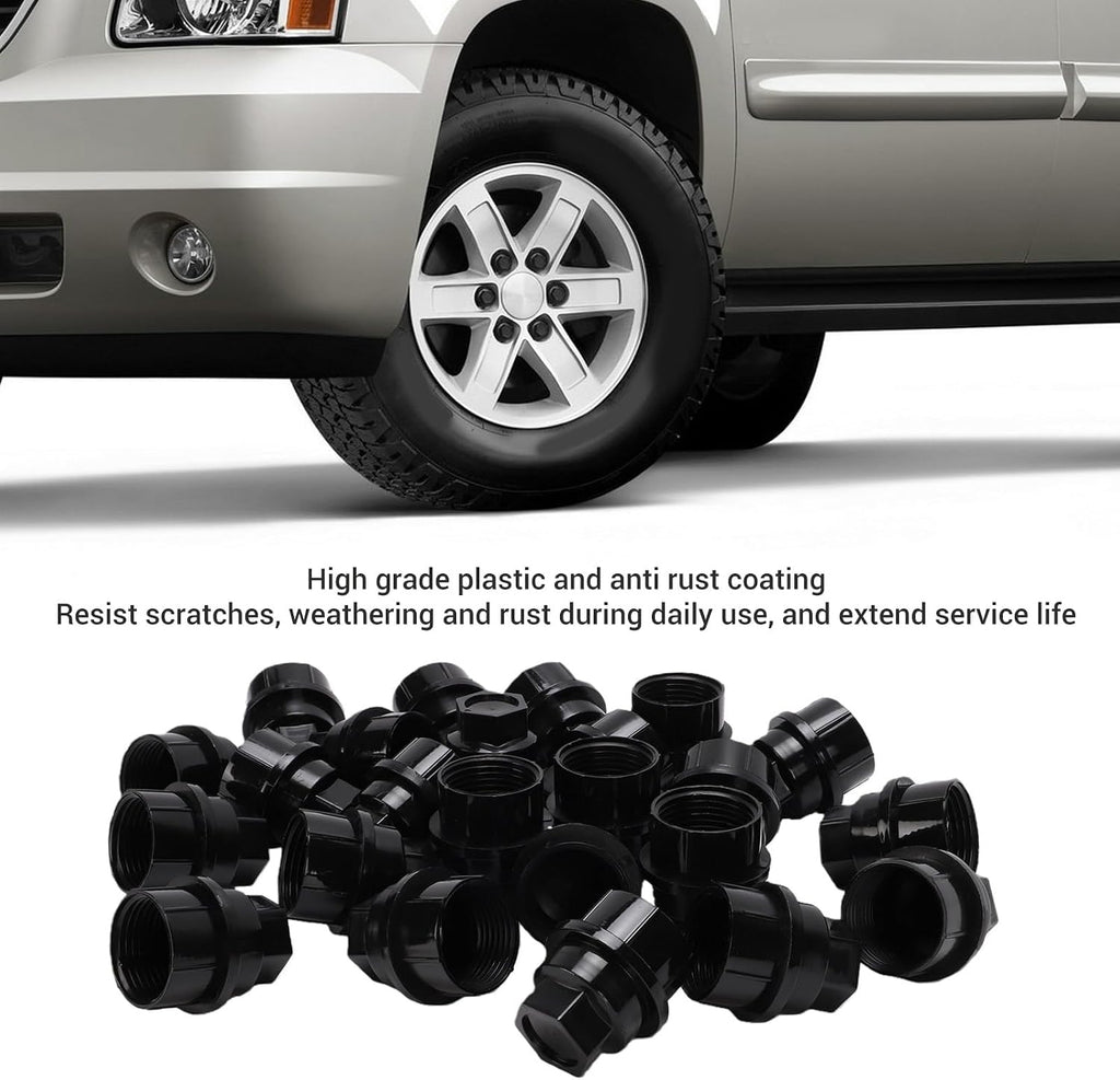 24pcs Wheel Lug Nut Covers, Replacement for 1500 2500 3500, Lug Nut Caps for Chevy CK Series Pickup, Black Plastic Hub Covers 15646250