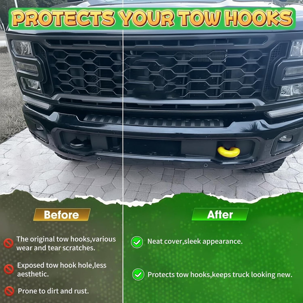 Front Tow Hook Cover for 2017-2026 Ford Super Duty F-250 F-350 F-450,Tow Hitch Covers, Ford Truck Accessories, Pickup Truck Accessories, F250 Must Haves, Silicone, Yellow (2 Pack)