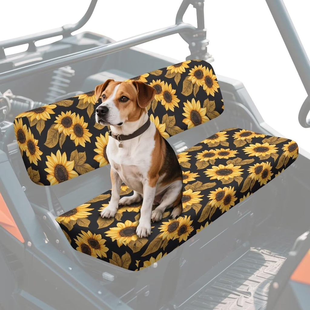 SEANATIVE Sunflowers UTV Bench Seat Cover Set Anti-Scratch Full Protection 4 Wheeler Accessories Compatible with Kawasaki Mule 3000 3010 3020 4000 4010 2001-2023 2025