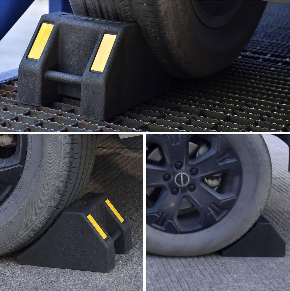 Heavy Duty Rubber Wheel Chocks 8 Packs, Premium Wheel Stopper for Car, Travel Trailers, RV, Truck, and ATV (4 Inch - 8Pack)