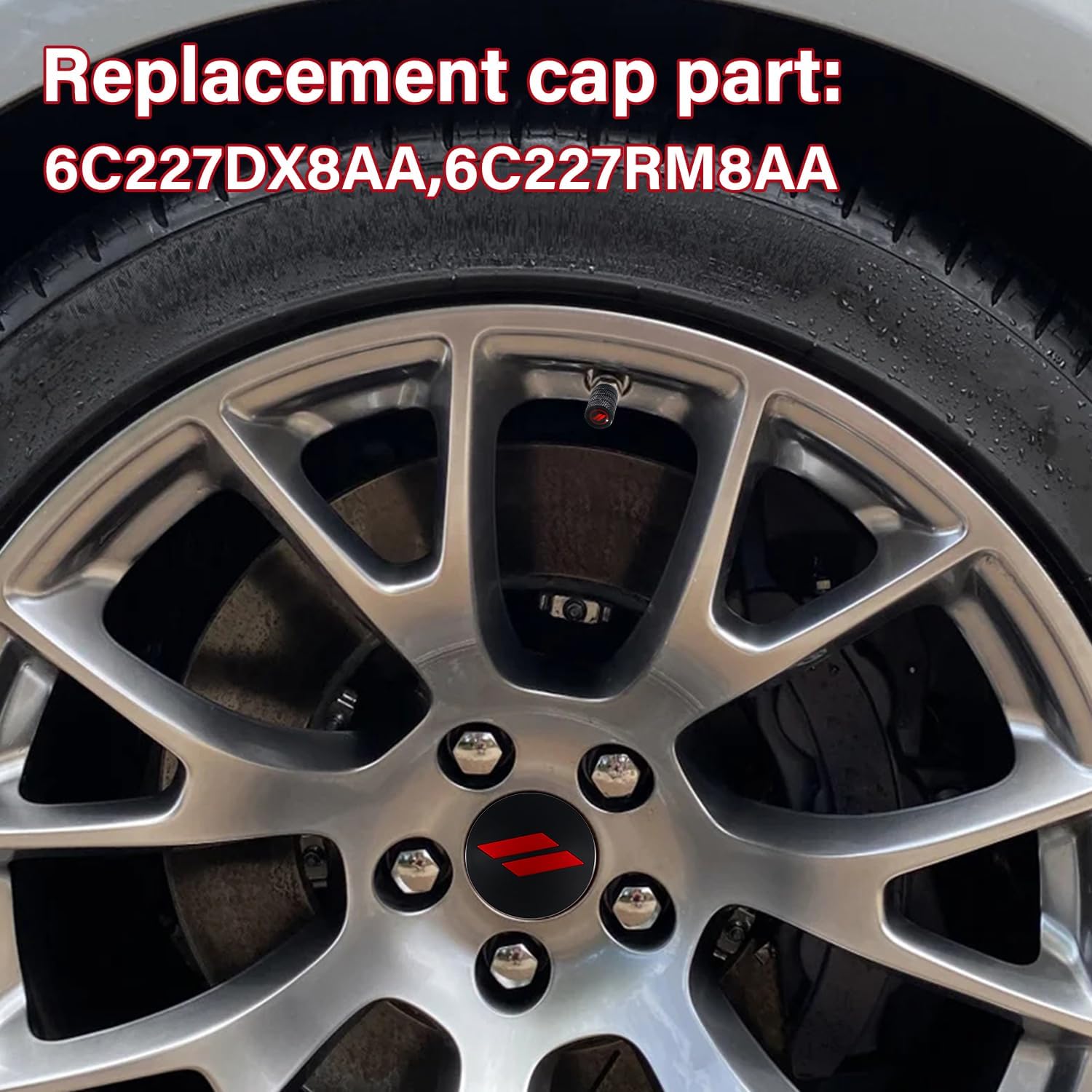4PCS 63mm=2.5 inch Slash Wheel Center Cap Covers for Dodge Charger Challenger Durango Journey Avenger Hornet Dart R/T SRT Non Fading Hubcaps Rim + Tire Valve Stem Caps Covers Trim (Red)