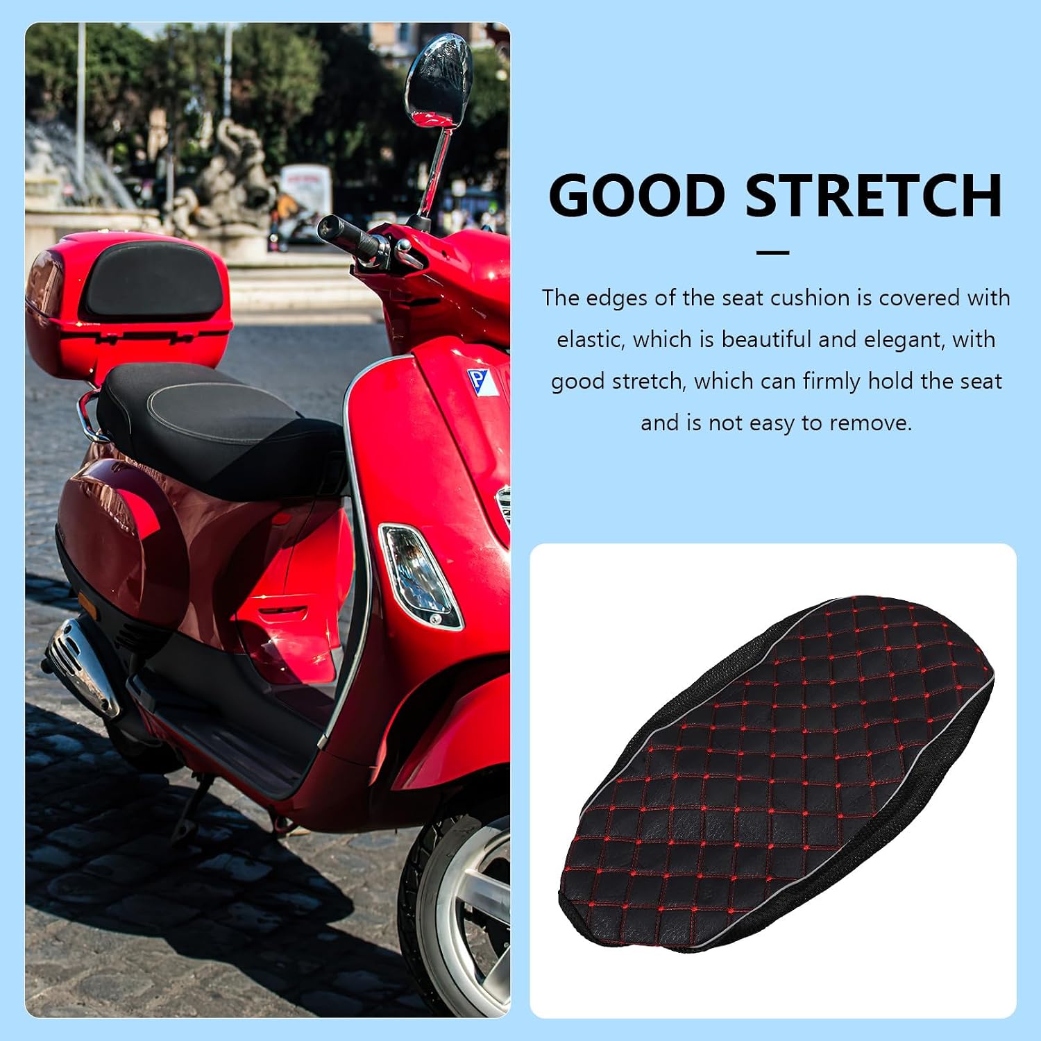 Motorcycle Scooter Moped Seat Cover Cushion Large Red Mesh Fabric Anti-Slip Breathable Protector Universal Four Seasons Seat Pad Random Color