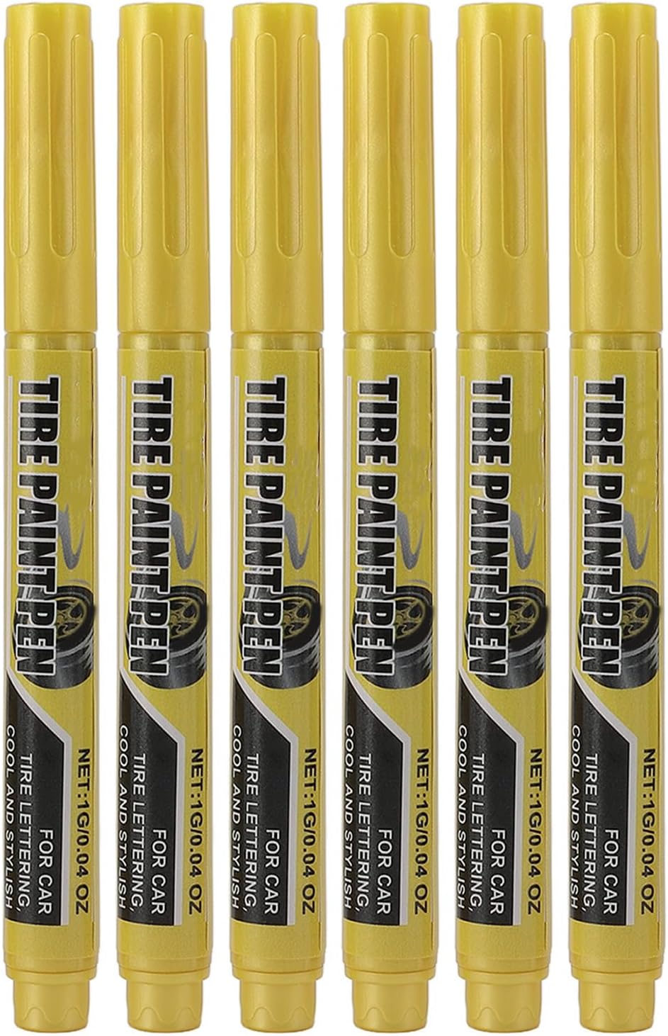 Yellow Tire Paint Pen, 6 Pcs 1g Quick Repair Weather Easy Application, with Smooth Results, for Automotive Vehicle Tire Scratch