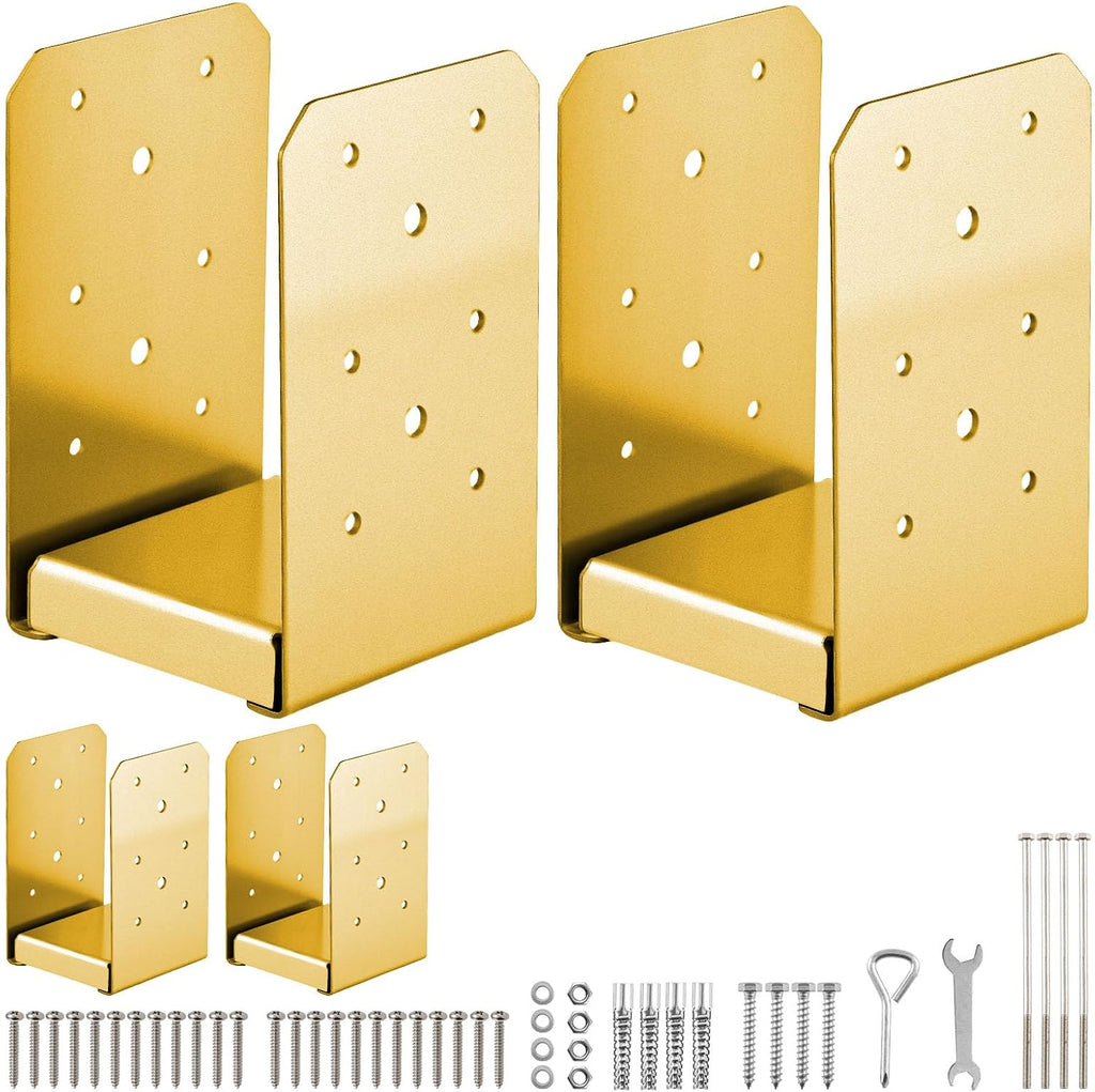 4"x4" adjustable post base, 4pcs，golden,stainless steel post anchor, main product view