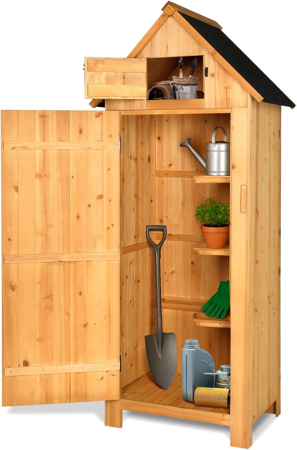 vingli outdoor wooden storage shed, garden shed outside, main product view