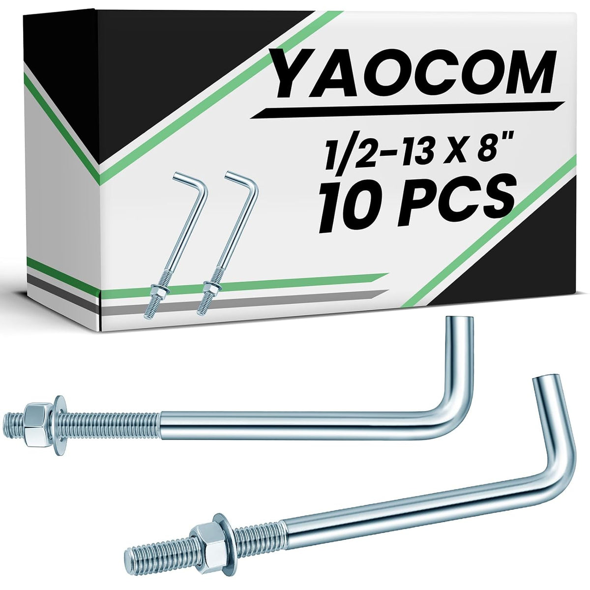 yaocom 10 pcs j bolt galvanized anchor bolts, main product view