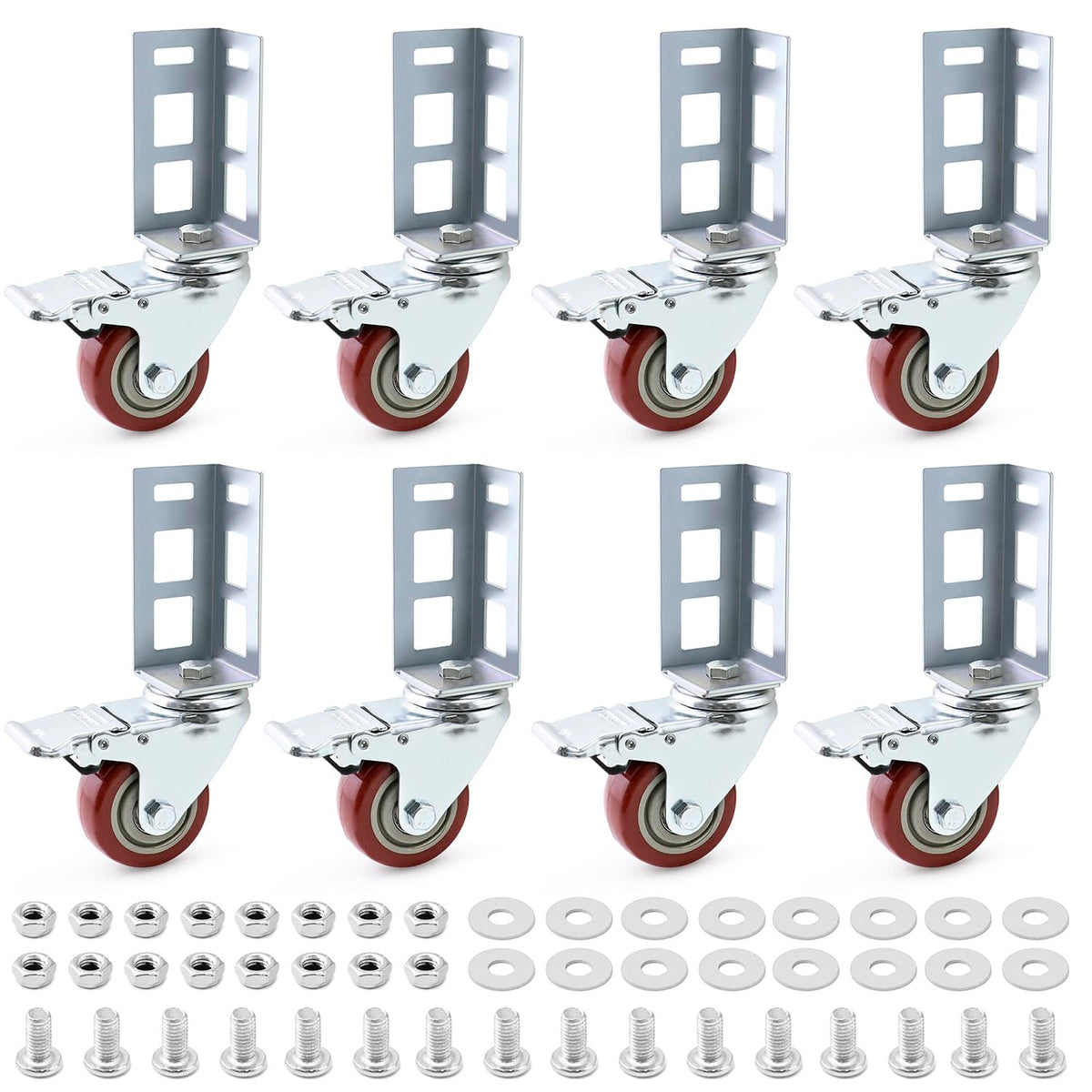 qwork 3" boltless rack caster wheels, 8 pack, main product view