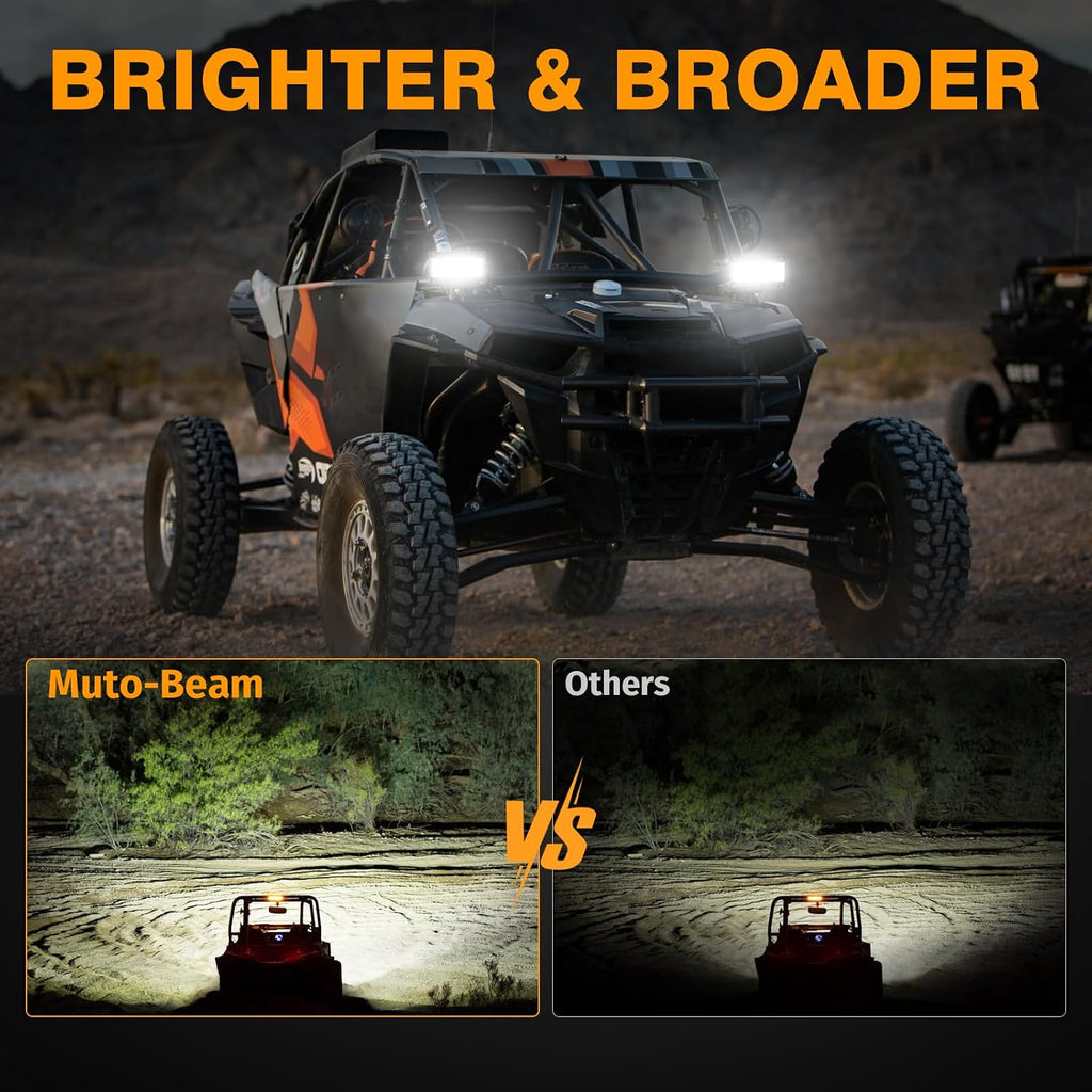 side shooter light pods, muto-beam 2pcs 5inch quad, side view