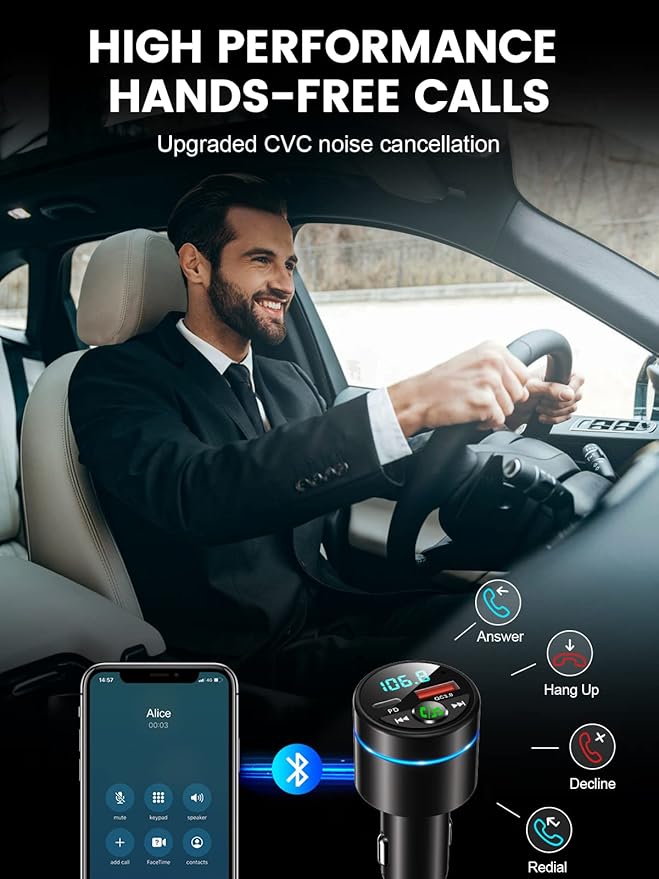 FM Transmitter for Car Bluetooth 5.3, PD 30W & QC3.0 18W Fast Car Charger - Image 6
