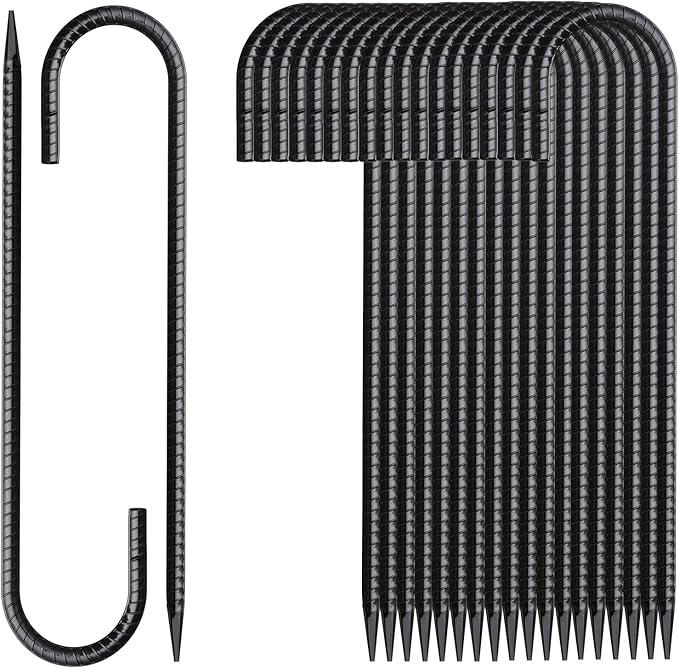 Rebar Stakes 16 Inch 20 Pack J Hook Ground Stakes Heavy Duty Tent Stakes Chain by MSWY