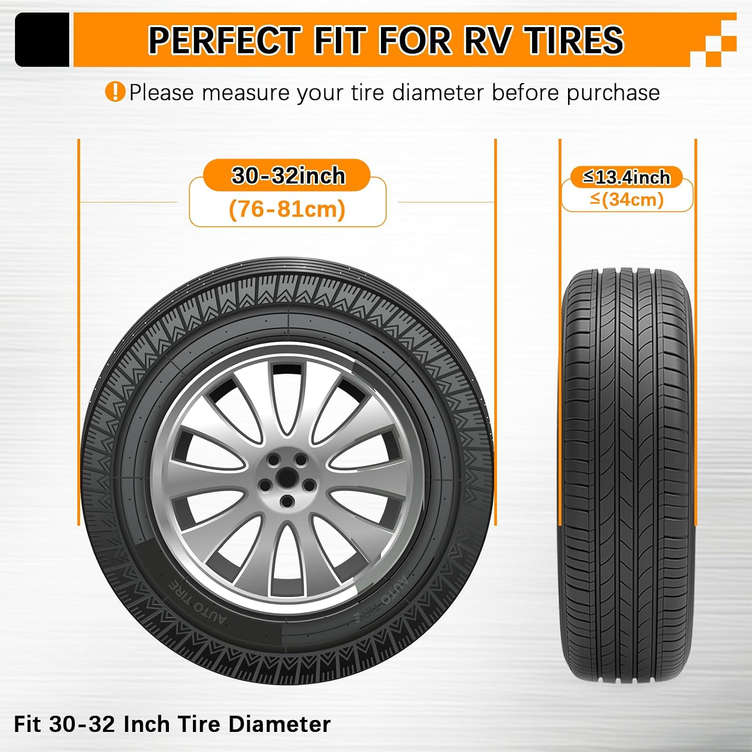 KALINCO RV Tire Covers 4 Pack, Waterproof Wheel Cover, Anti-UV Sun Rain Snow Tire Covers for Travel Trailer Truck RV SUV Camper