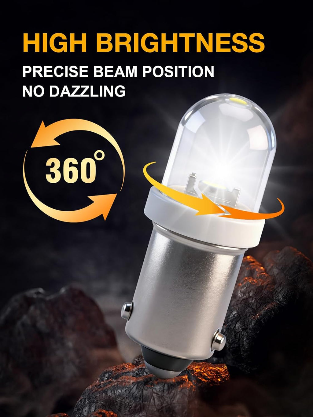 BA9S COB LED Bulb, Canbus Error Free, 24V Non-polarity, Super Bright 6000K White, Replacement for Car Motorcycle Instrument Panel Indicator Pilot Light (8-Pack)