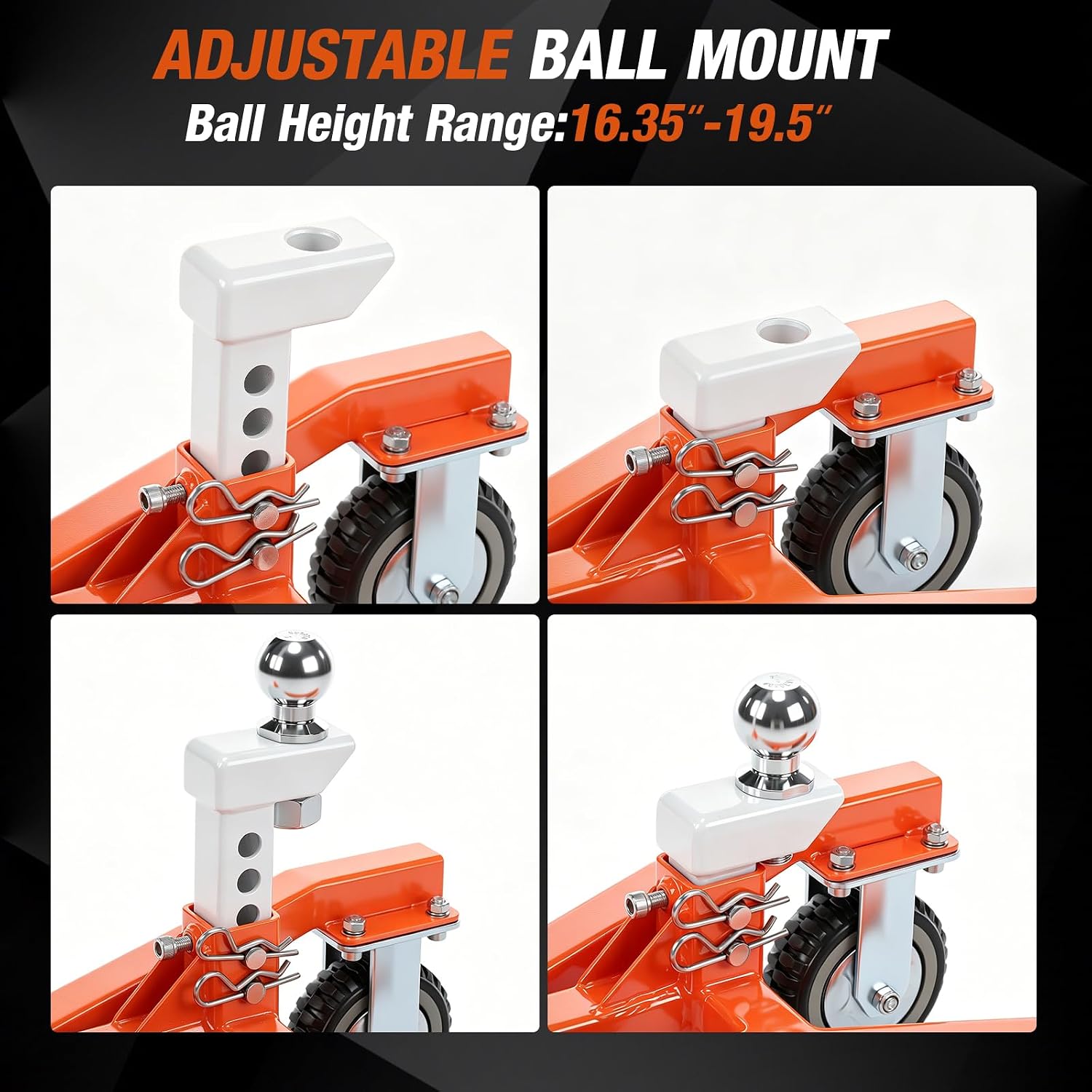 Trailer Dolly Heavy-Duty, 20,000 lbs Load 3500 lbs Tongue Weight Trailer Mover with 2'' & 2-5/16'' Receiving Tongues, 360° Swivel Wheels with Brake, Angle Adjustable, Suitable for RV Boat Motorcycle