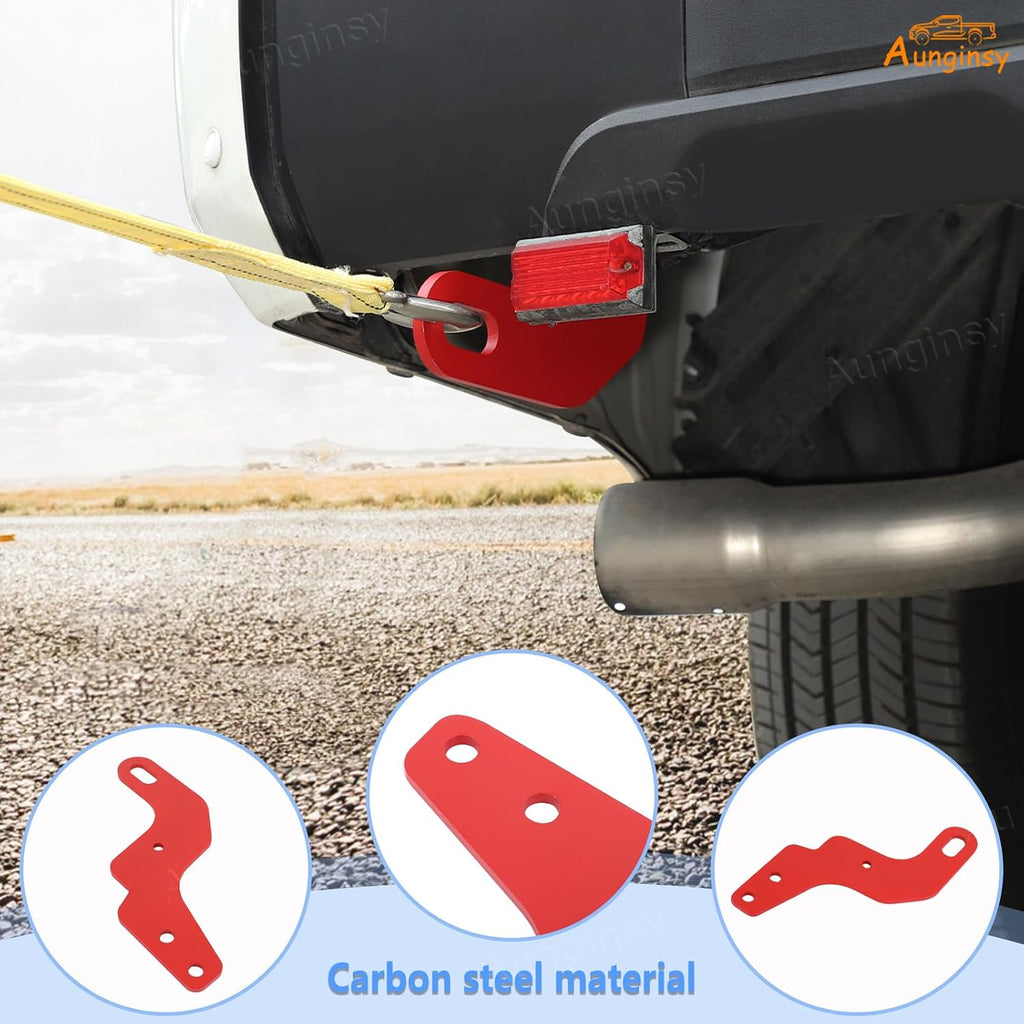 Aunginsy 2PCS Rear Tow Hitch Receiver Hook Compatible with Toyota Tundra 2026 2025 2024 2023 2022, Red Rear Bumper Trailer Ring Towing Tow Hook Recovery Point Screw Trailer Hitch Exterior Accessories