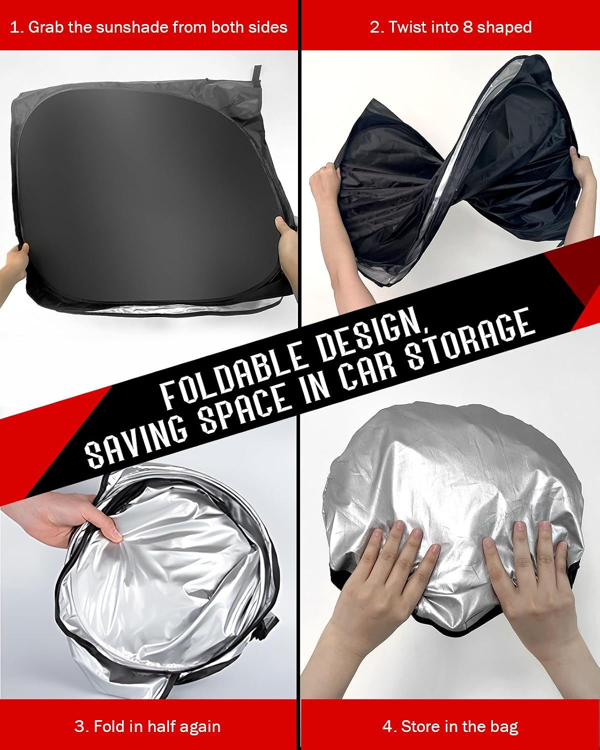 Custom Fit Windshield Sun Shade for Toyo-ta Land Cruiser 2026 2024-2025, Foldable, Easy to Install & Store, Full Coverage, 210T Reflective Fabric, Blocks 99% of UV Rays