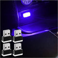 Augeny 4 PCS USB LED Car Interior Atmosphere Lamp, Plug-in USB Decor Night Light, Portable Auto Ambient Lighting Kit, Universal Vehicle Interior Accessories for Most Cars (Blue)