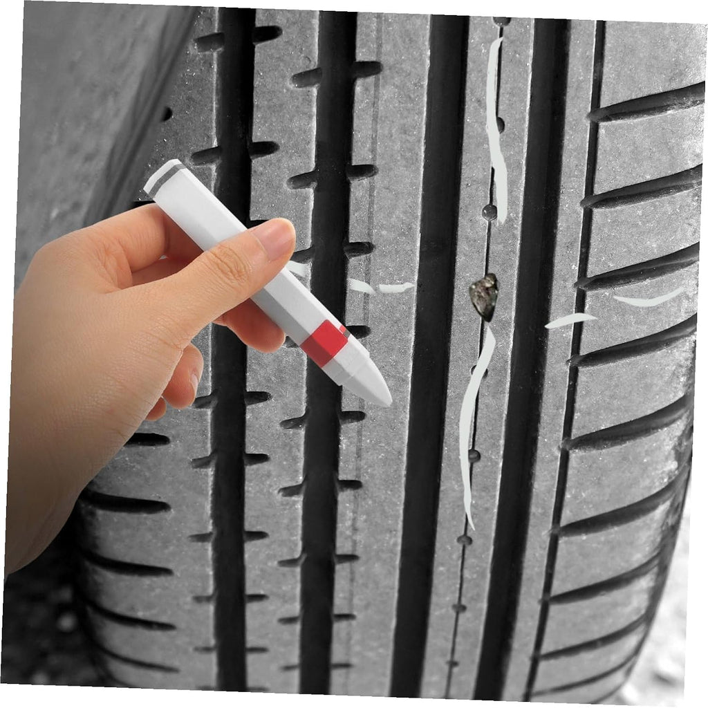 2pcs Wax Marker Pens for Tire Repair Car Tire Marking Pens Fine Tip for Precise Marking for Cars Motorcycles Bicycles High Visibility White