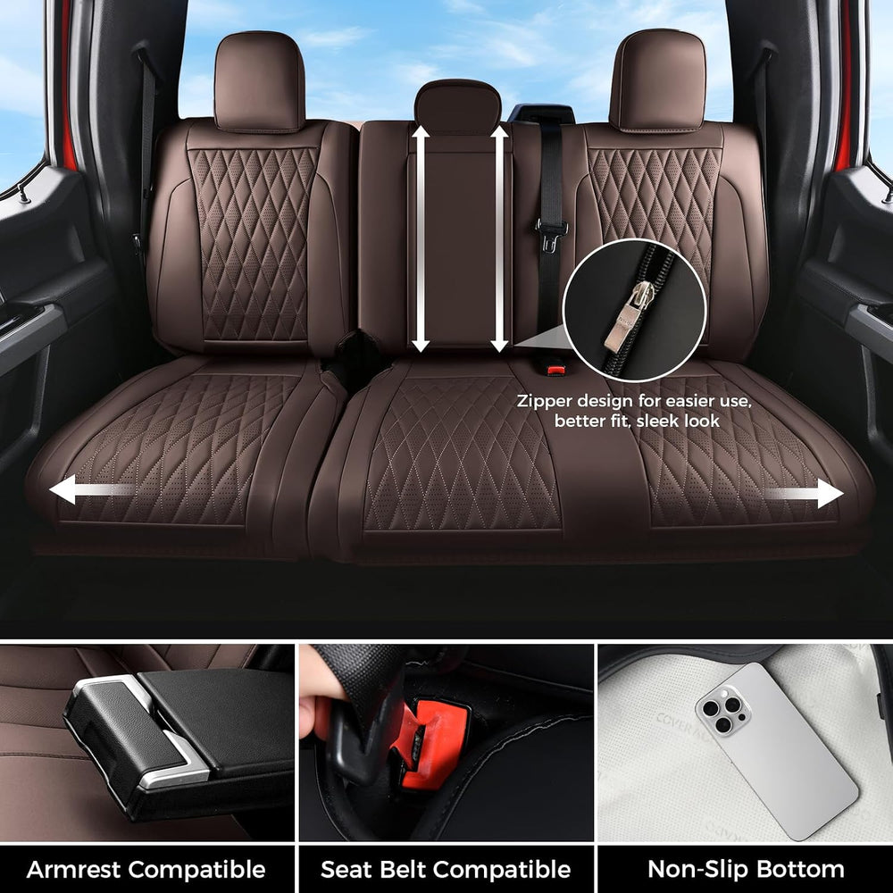 Coverado Premium Leather Full Set Seat Covers Waterproof Heavy-Duty Protector...