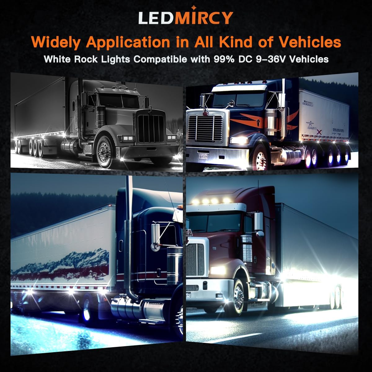 LEDMIRCY R2 Pure White Rock Lights Kit with Roker Switch Wire Harness 12PCS LED Rock Lights White for Offroad Truck ATV UTV SUV Underglow Light Trail Rig Light Under Body High Power Waterproof