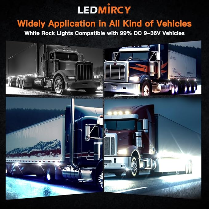 White Rock Lights, LEDMIRCY R3 Pure White LED Rock Lights Kit 16PCS - Image 7