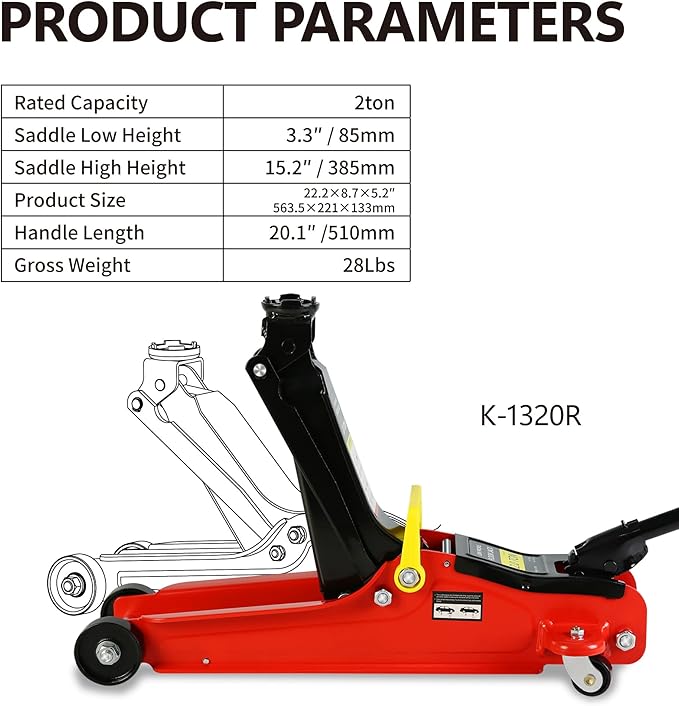 4 Piece Car Truck Floor Jack Service, Hydraulic Trolley Floor Jack & Jack - Image 2