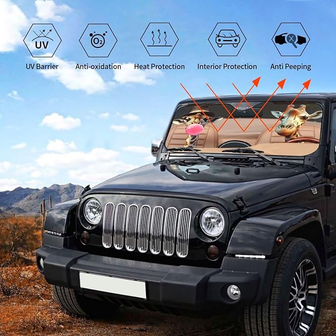 Funny Giraffe Car Sun Shade Windshield Sunshade Foldable Front Window Shield - Image 6