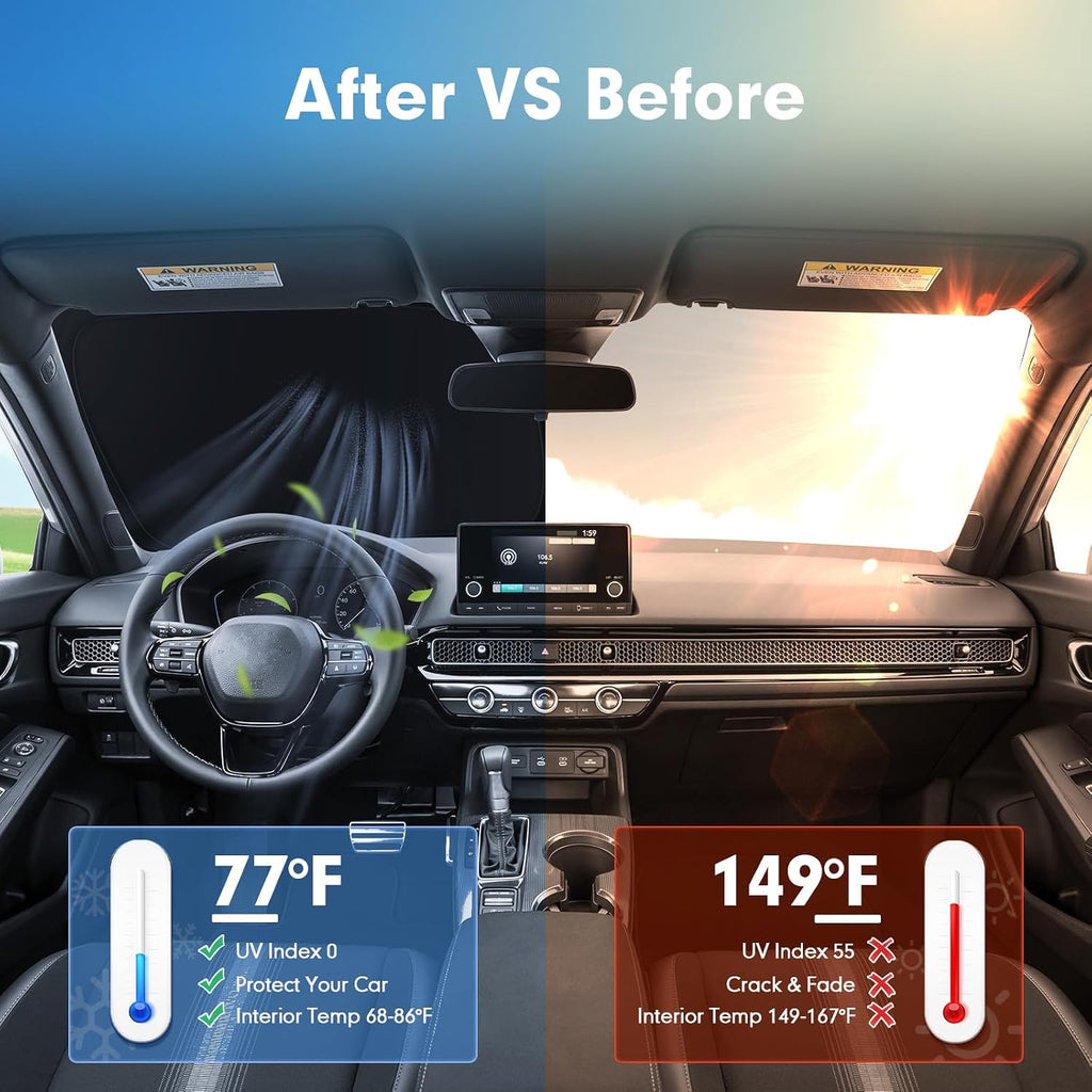 Mixsuper Liner Windshield Sun Shade for Subaru Outback 2020-2025 Windshield Sunshades Front Window Sun Shades Cover for Outback Accessories Foldable Sun Visor Keep Cool Block UV Heat
