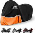 420D Motorcycle Cover with Road Glide Ultra CVO Pursuit Limited Wing Voyager - Heavy Duty Waterproof for Touring Protection Side & Top Box Cover fit up to 110", Indoor & Outdoor Storage
