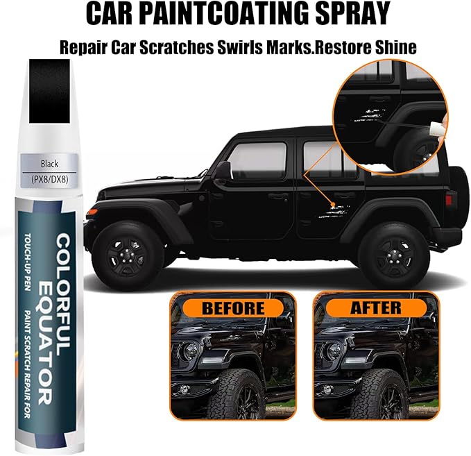 PX8/DX8 Black Touch Up Paint for Jeep, Car Paint Pen Scratch Repair Two-In-One - Image 3