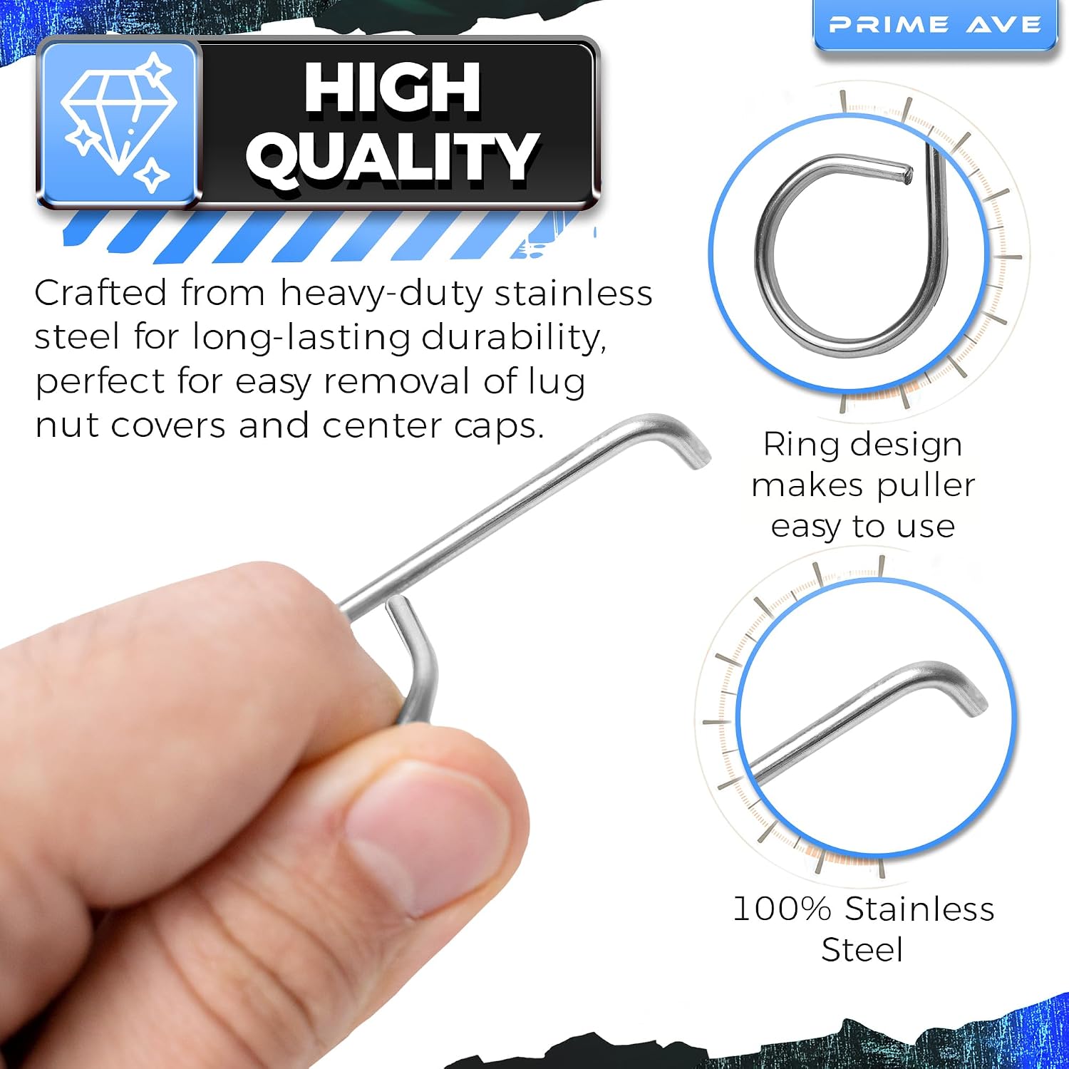 Wheel Lug Nut Cap Cover & Center Cap Removal Tool Set+ - Plastic & Stainless-Steel Lug Nut Pullers Compatible/Replacement for Audi BMW Mercedes Mini Tesla VW- Toolbox Essentials