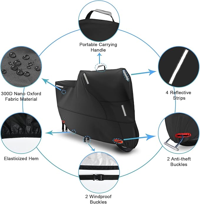 Moped Cover Waterproof Outdoor, Motorbike Scooter Cover Sun Rain Dust Protection - Image 3