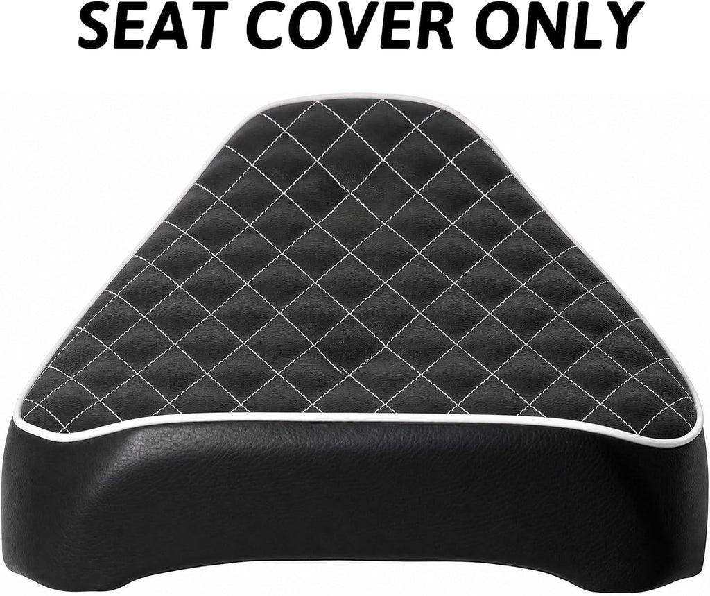 JMCHstore Mini Bike Seat Cover 15'' Diamond Stitch Retro for Baja Warrior WR65, Mini Baja, Baja Heat, Baja Carbon 6.5 196cc HT65 MB165 Trail Bike Cushion Replacement Parts (White)