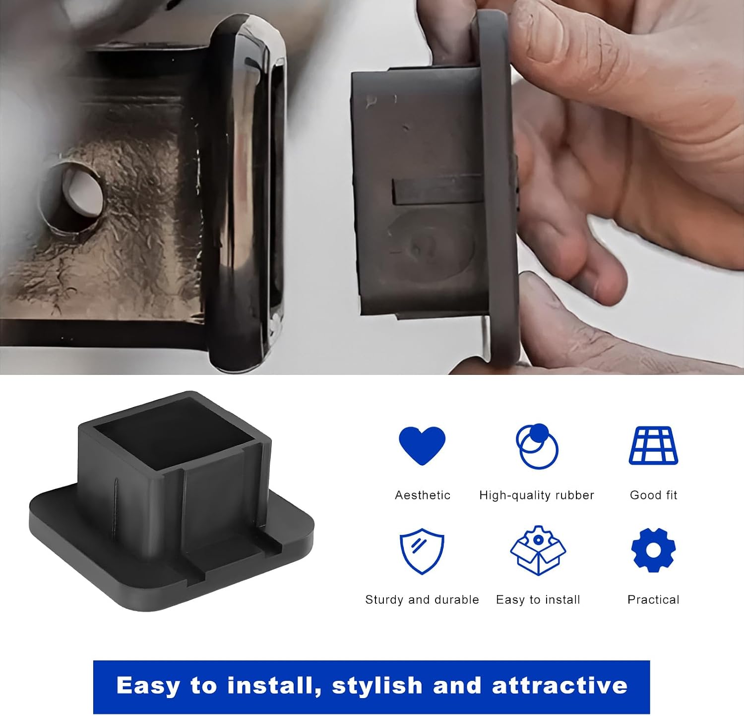 Trailer Hitch Cover, 2 Inch Heavy Duty Dustproof Tow Receiver Covers Tube Plug Cap, Square Mount Tube Hitch Plugs Exterior Accessories for Cars SUVs Trucks Trailers (Without Buckle)