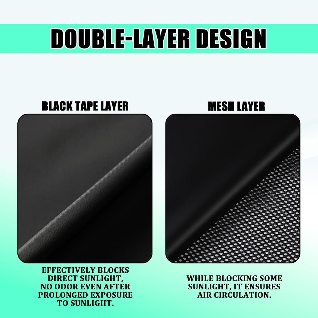 Car Window Sun Shades 2 Pack, Magnetic Double Layer Side Window Covers, Half Blackout & Half See-Through Design, UV Ray Heat Glare Blocker, Car Window Curtains for Driver Passenger, Universal Fit