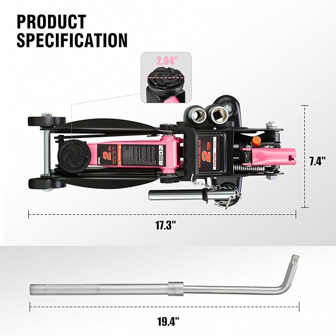 DNA MOTORING Floor Jack with Socket and Lock, Low Profile Hydraulic Trolley Jack - Image 4