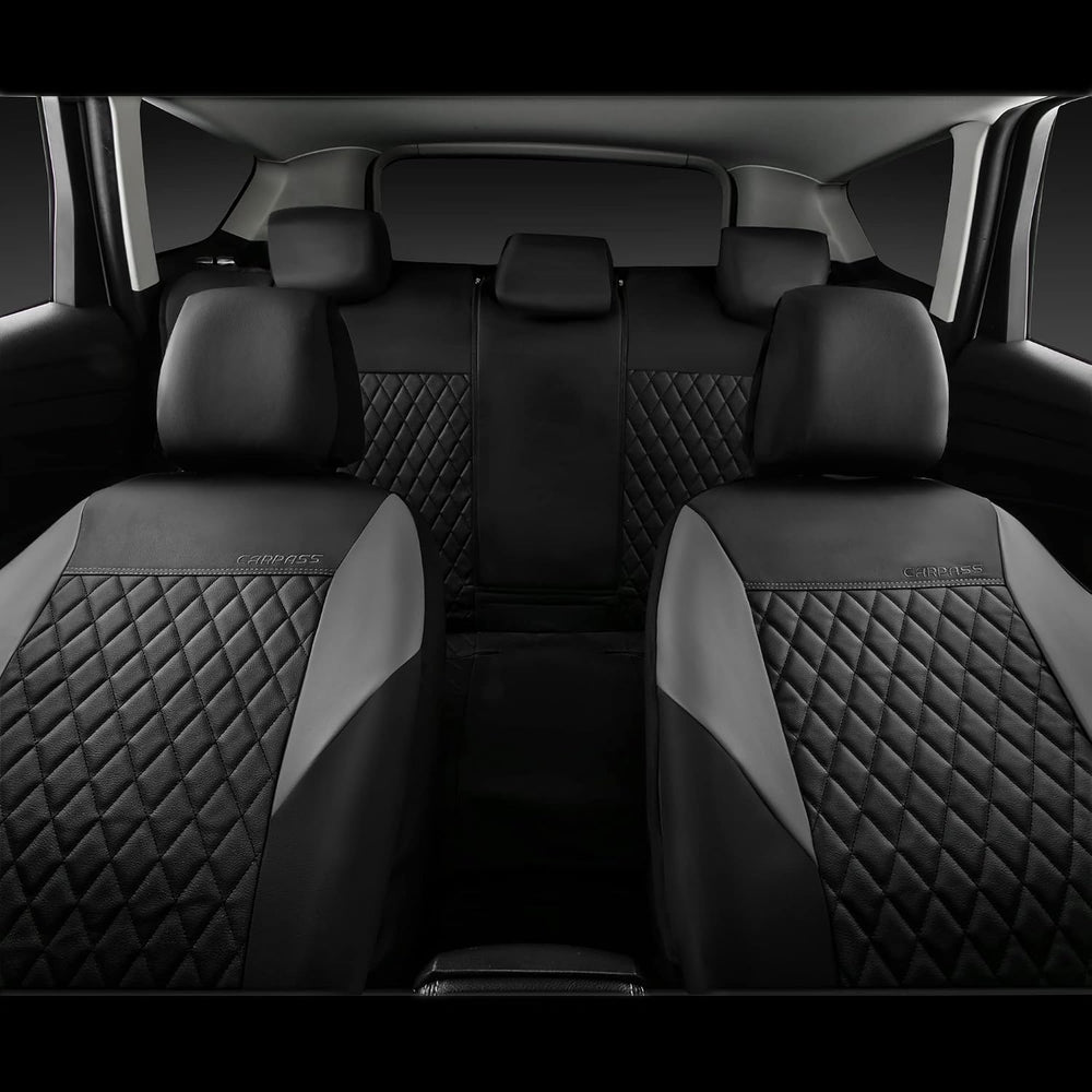 CAR PASS Quilting Leather Seat Covers Full Set,Universal Waterproof Deluxe PU...