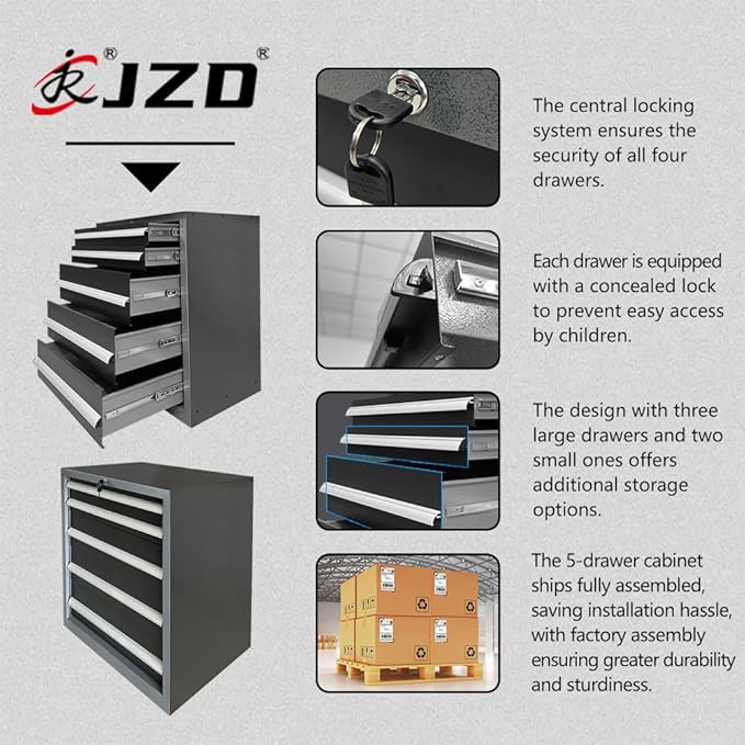 JZD Heavy Duty Metal Garage Shop Tool Storage Cabinet Set System - Image 7