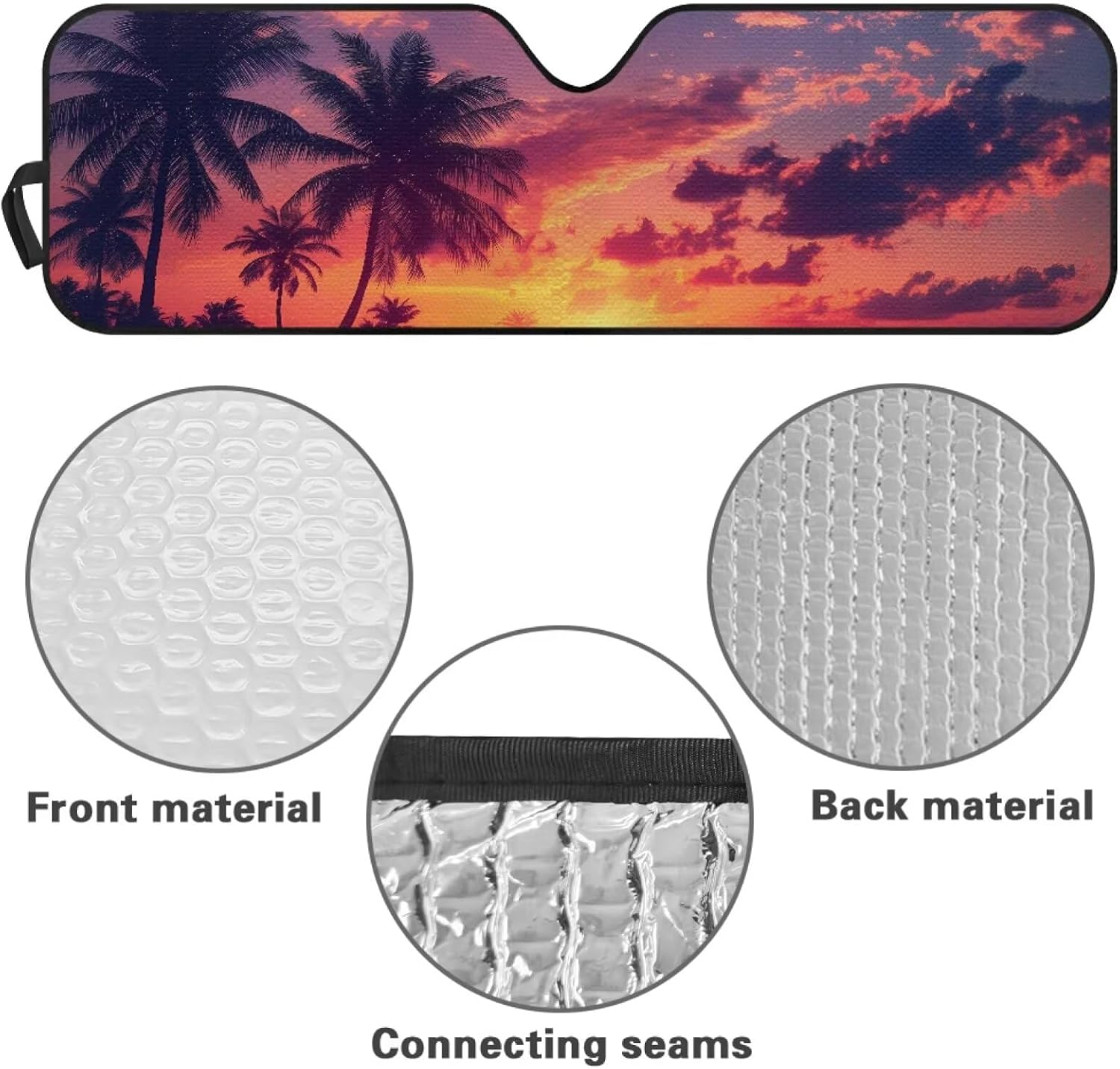 Palm Tree Windshield Sun Shade for Jeep Wrangler JL JLU & Gladiator, Front Window Sun Visor Blocks UV Rays Foldable Sunshade