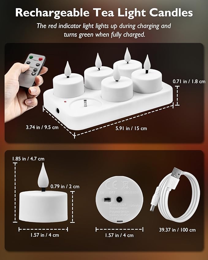 Homemory Rechargeable Tea Lights Flameless Candles with Remote Timer, Battery...