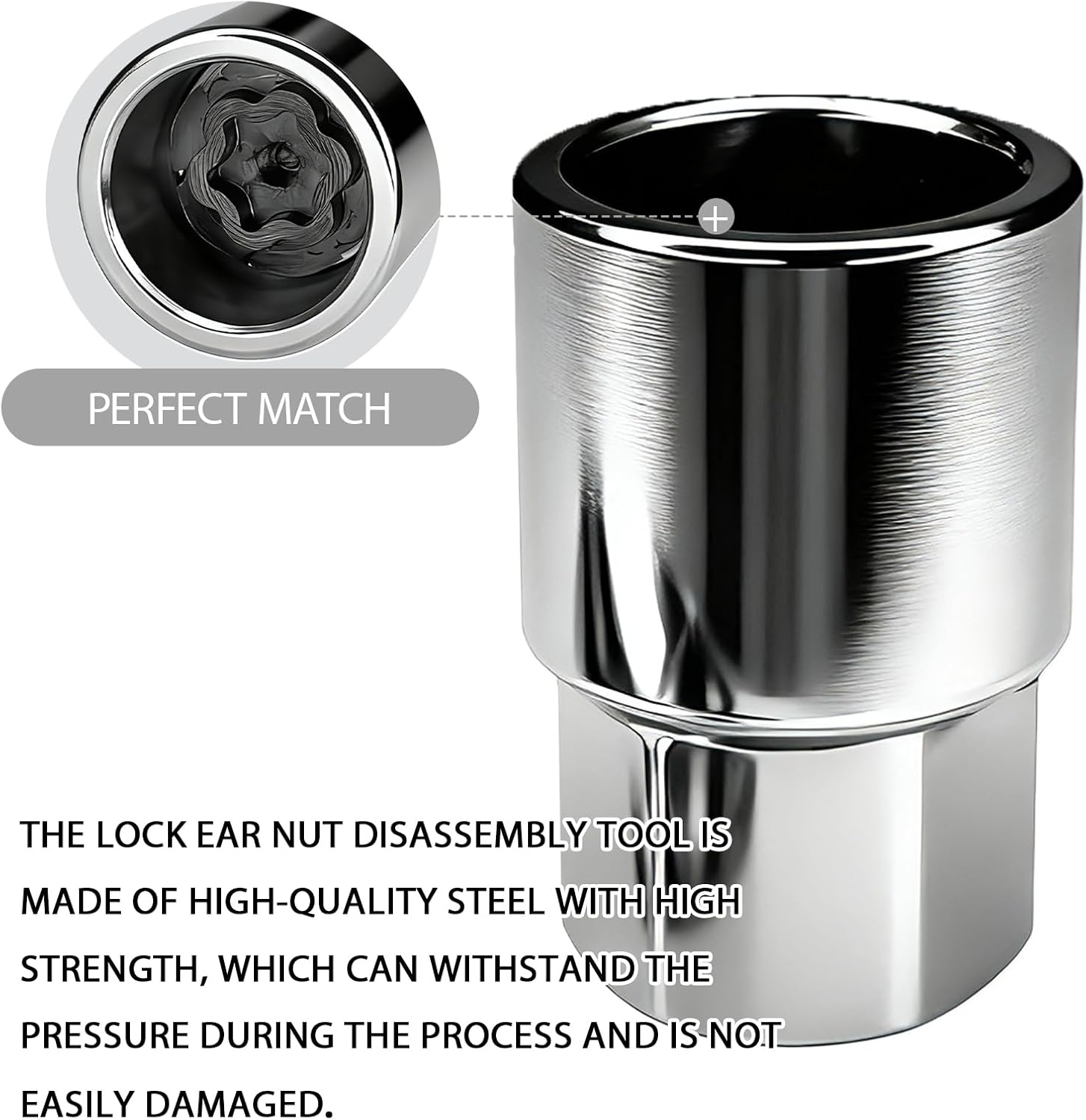 Wheel Lock Key Lug Nut Key Locking Lug Nut Removal Tool for Toyota Lexus Tacoma Senna, Security Nuts Socket Wrench Anti-Theft D-Wheel Locking Nuts Socket Adapter Installation & Removal (Silver