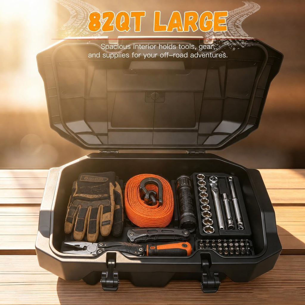 82QT Rear Cargo Box for Polaris RZR XP 1000 XP4 1000 2024-2026, Waterproof UTV Rear Bed Storage Box Replace #2889611