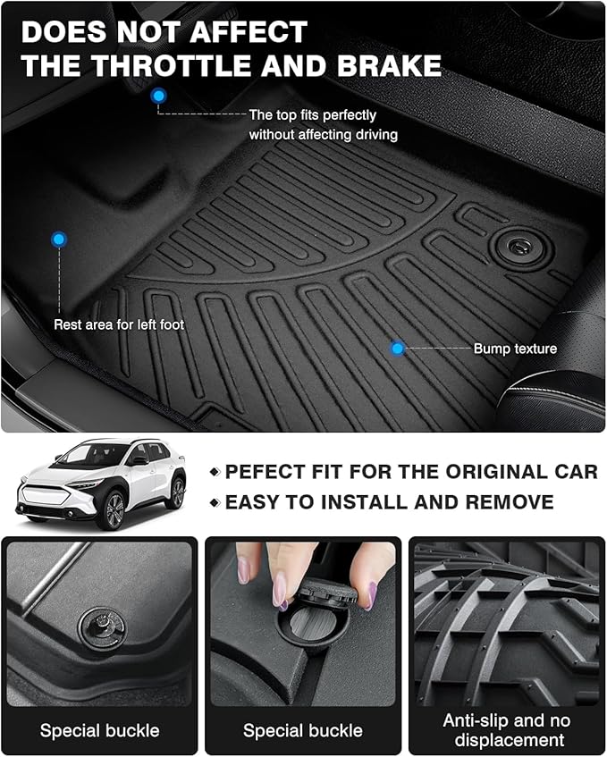 Powerty Floor Mats for Toyota BZ4X & Subaru Solterra 2023 2024 2025 Accessories - Image 4