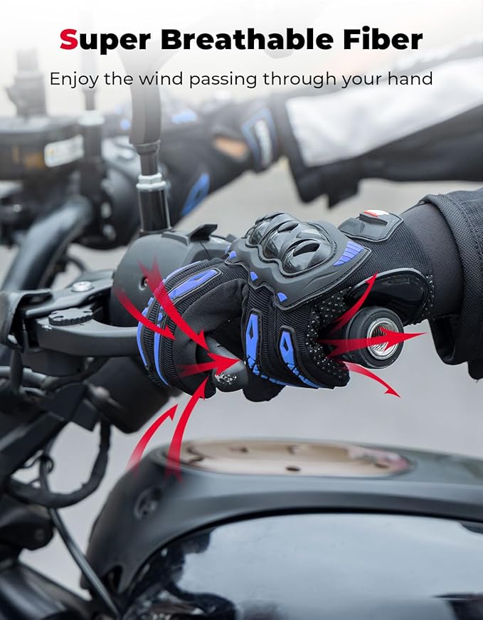 KEMIMOTO Motorcycle Gloves for Men/Women, Touchscreen Dirt Bike Gloves - Image 4