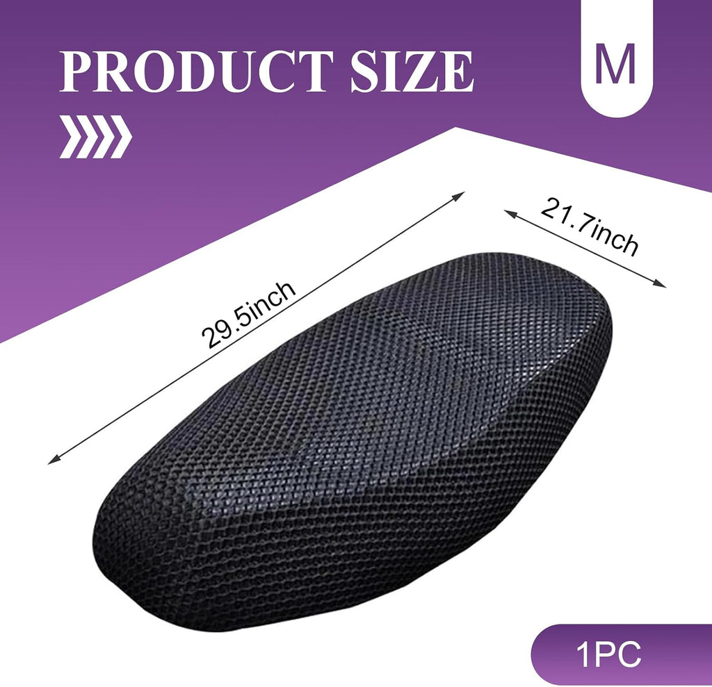 Motorcycle Scooter Seat Cover, Honeycomb Mesh Motorcycle Seat Cover, Breathable Comfortable Motor Protective Accessories, Universal for Most Vehicles (Black #M)