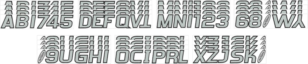 Hardline Products USA Series 700 Boat Registration Numbers & Letters Kit -Silver/Black – 3-Inch USCG Compliant Marine Vinyl Decals – UV, Fuel & Scratch Resistant – Complete Set for Hull Registration