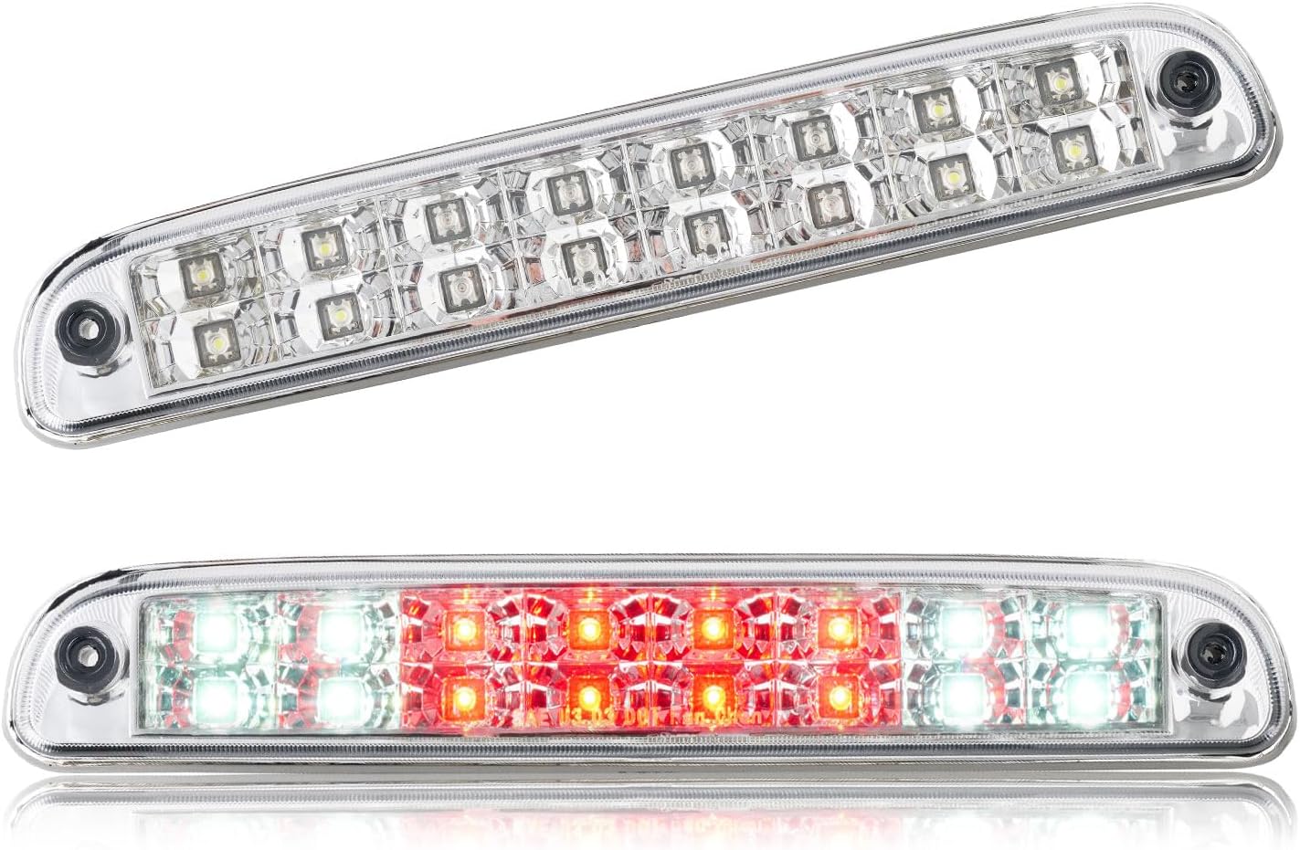 Third 3rd Brake Light LED for 1999-2016 Ford F250 F350 F450 F550 Super Duty, 1993-2011 Ford Ranger High Mount Rear Cab Brake Lights Assembly, 99-16 F-250-F-550 Cargo Stop Light (Chrome)