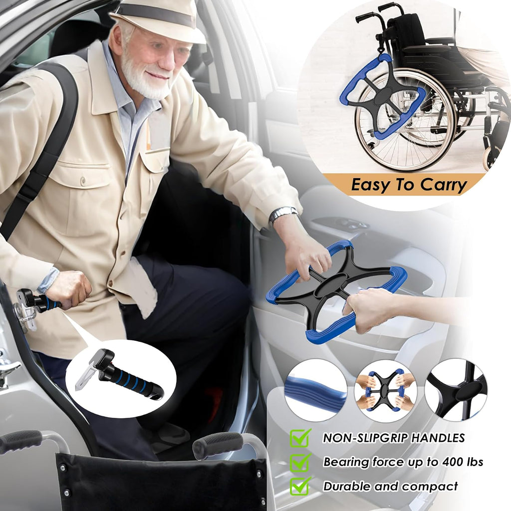 4pc Mobility Standalone Kit:Car Door Assist Handle for Elderly & Adjustable Standing Aid Safety Handle & Liberty Lift Assist with Hook Gift for Seniors, Disabled, Pregnant to Convenient Travel