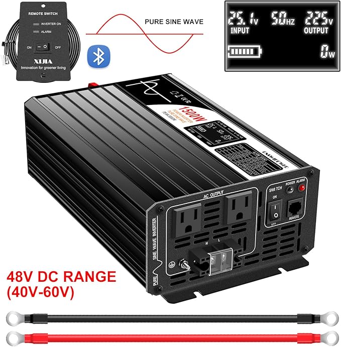 Xijia 1500W LCD-Dispaly 48v to 120v Pure sine Wave 60HZ Solar Inverter - Image 3